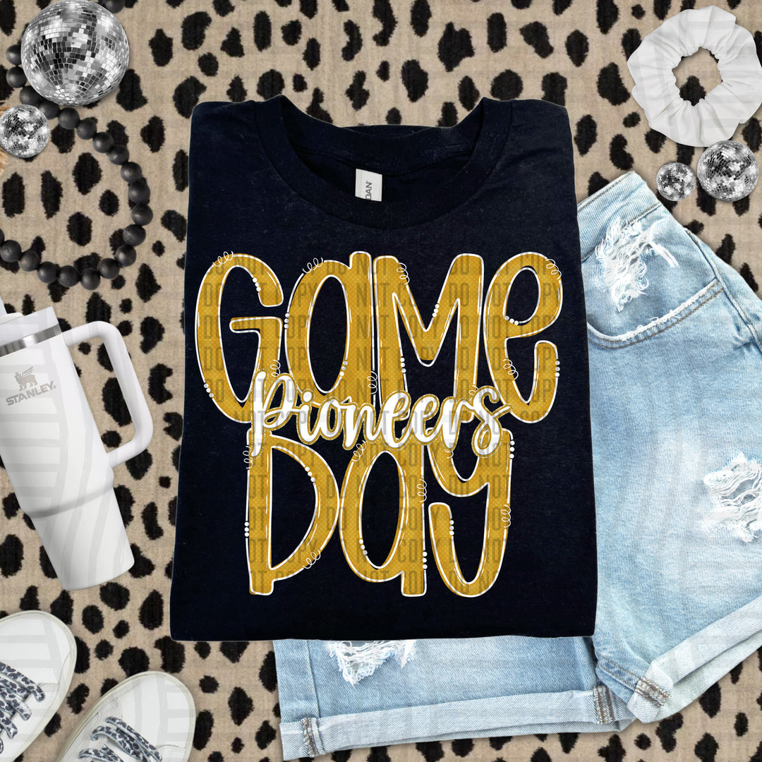 Doodle Gameday Gold DTF Print