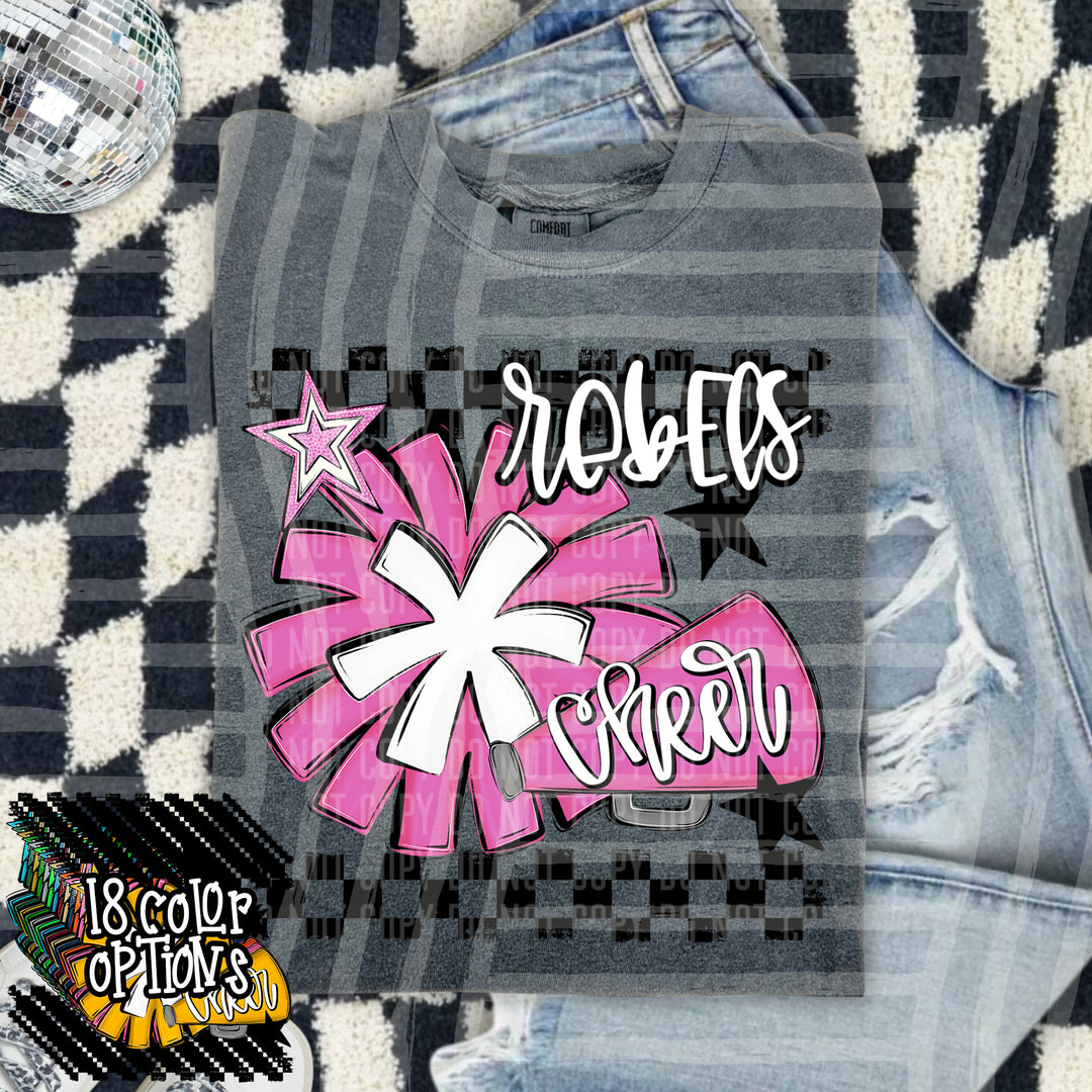 Cheer Pom With Names Grey DTF Print