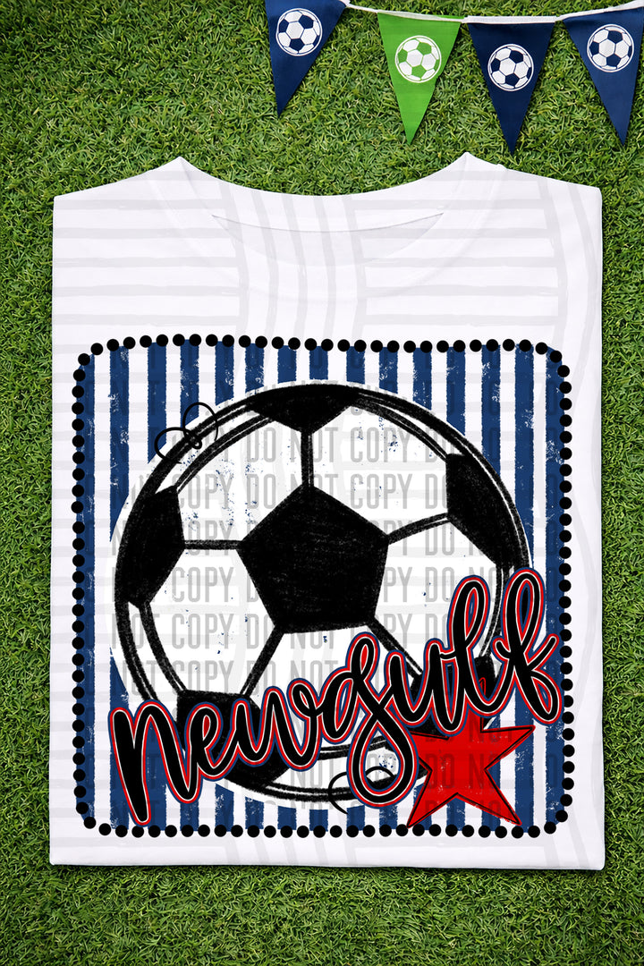 Soccer RWB Framed DTF Print