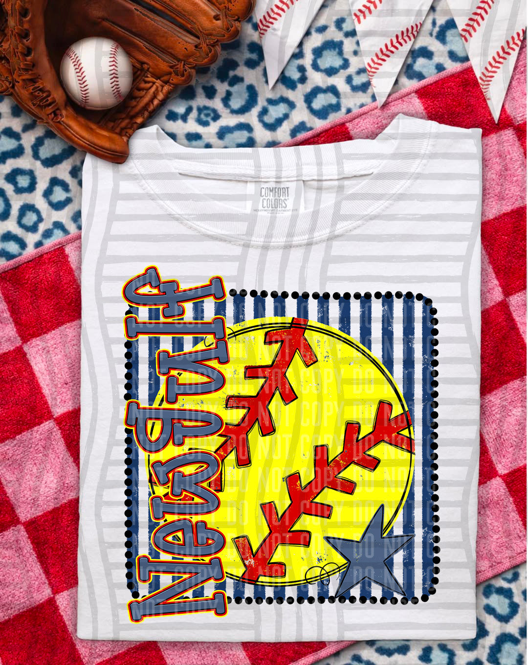Softball RWB Framed DTF Print
