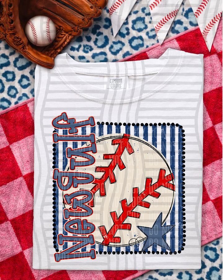 Baseball RWB Framed DTF Print