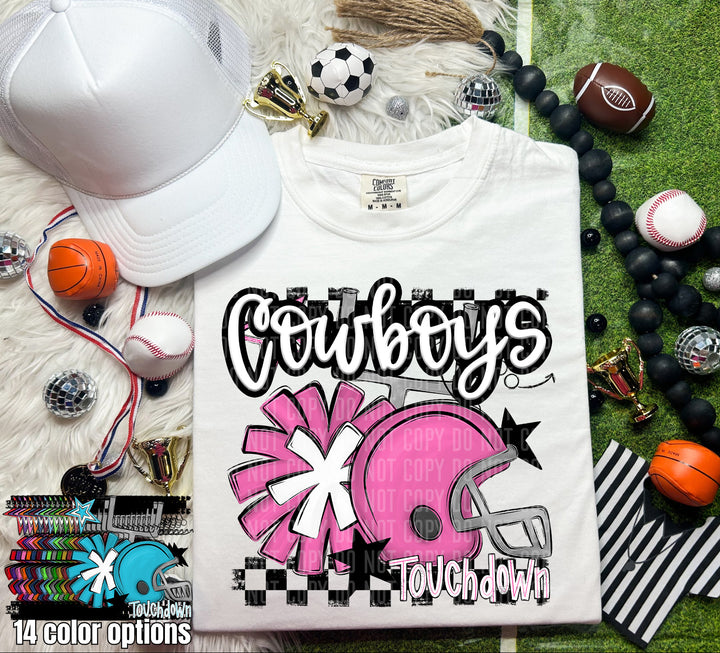 Helmet Pom Mascots Colors Bright Blue DTF Print