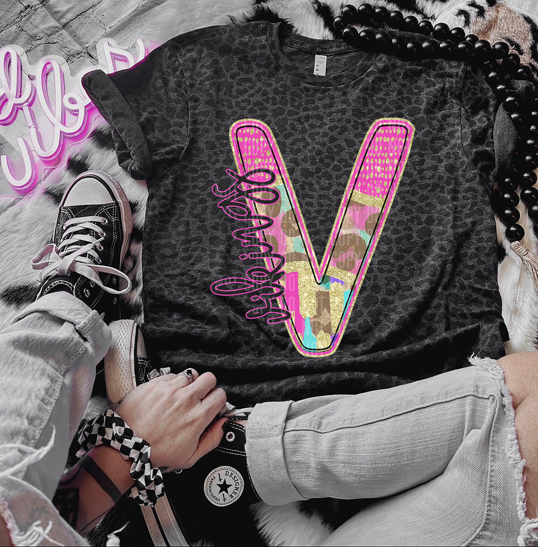 Rainbow Leopard Single Letters DTF Print