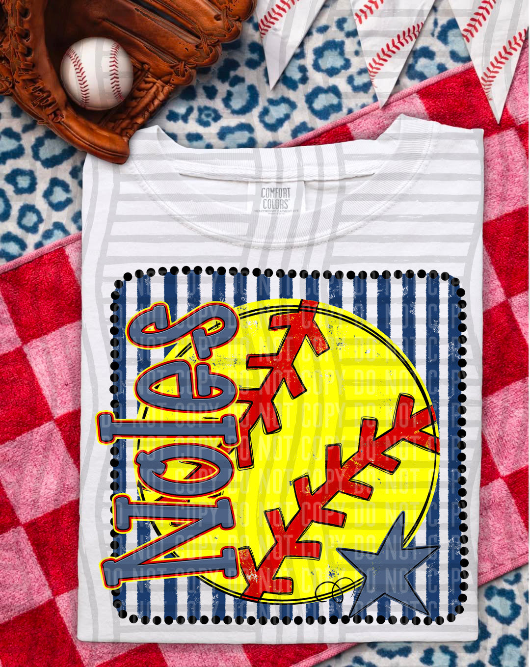 Softball RWB Framed DTF Print