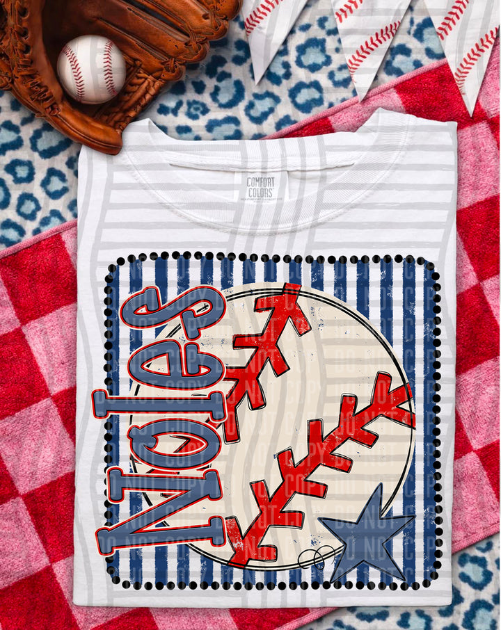 Baseball RWB Framed DTF Print