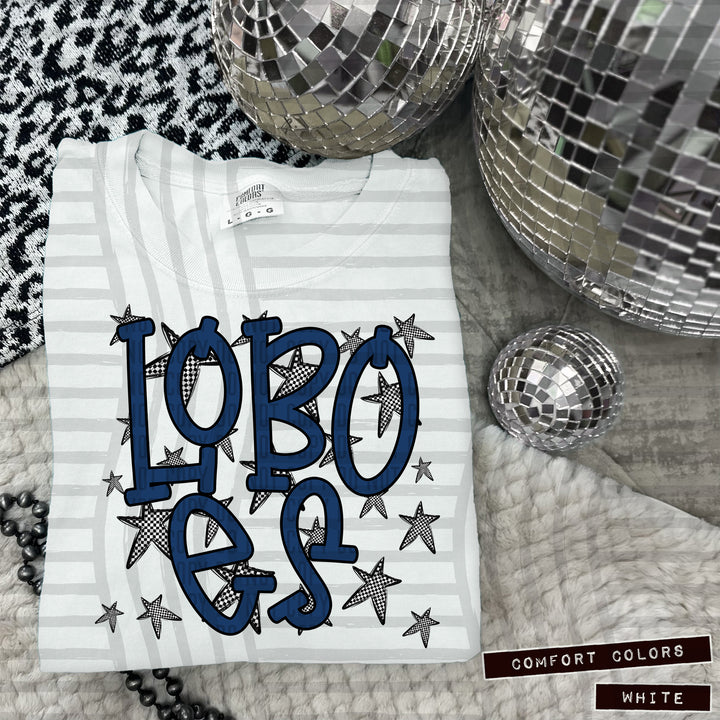 Navy Staggered DTF Print