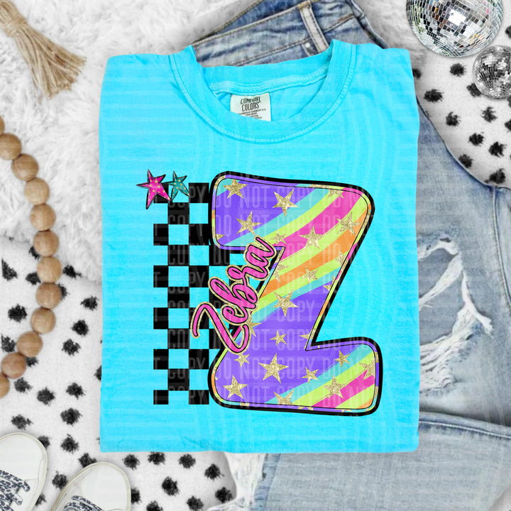 Rainbow Swirl Initials DTF Print
