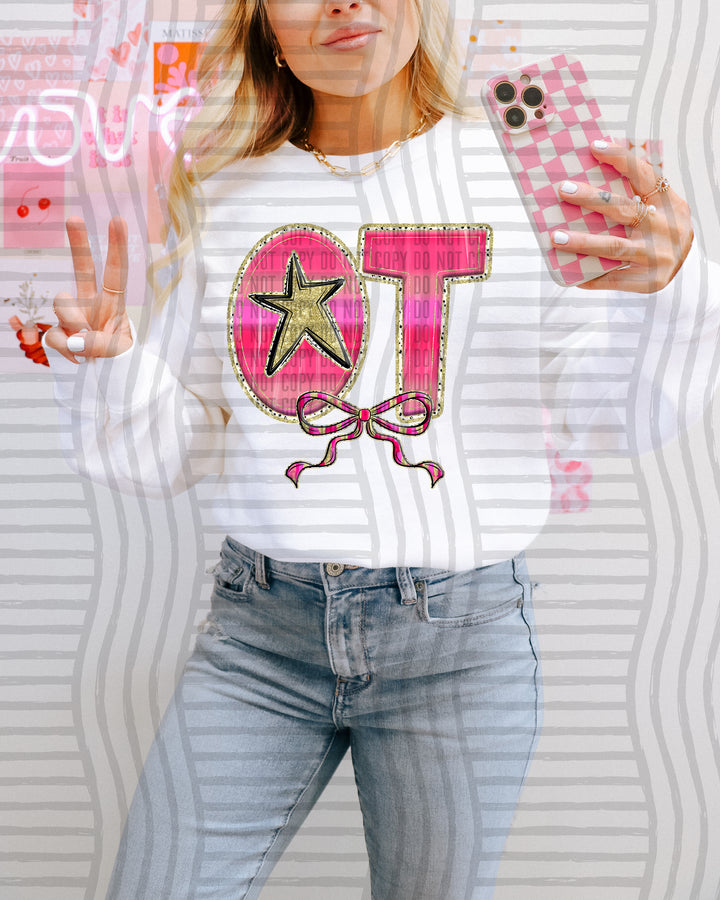 Pink Bow Occupations/Names DTF Print