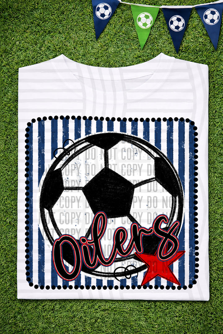 Soccer RWB Framed DTF Print