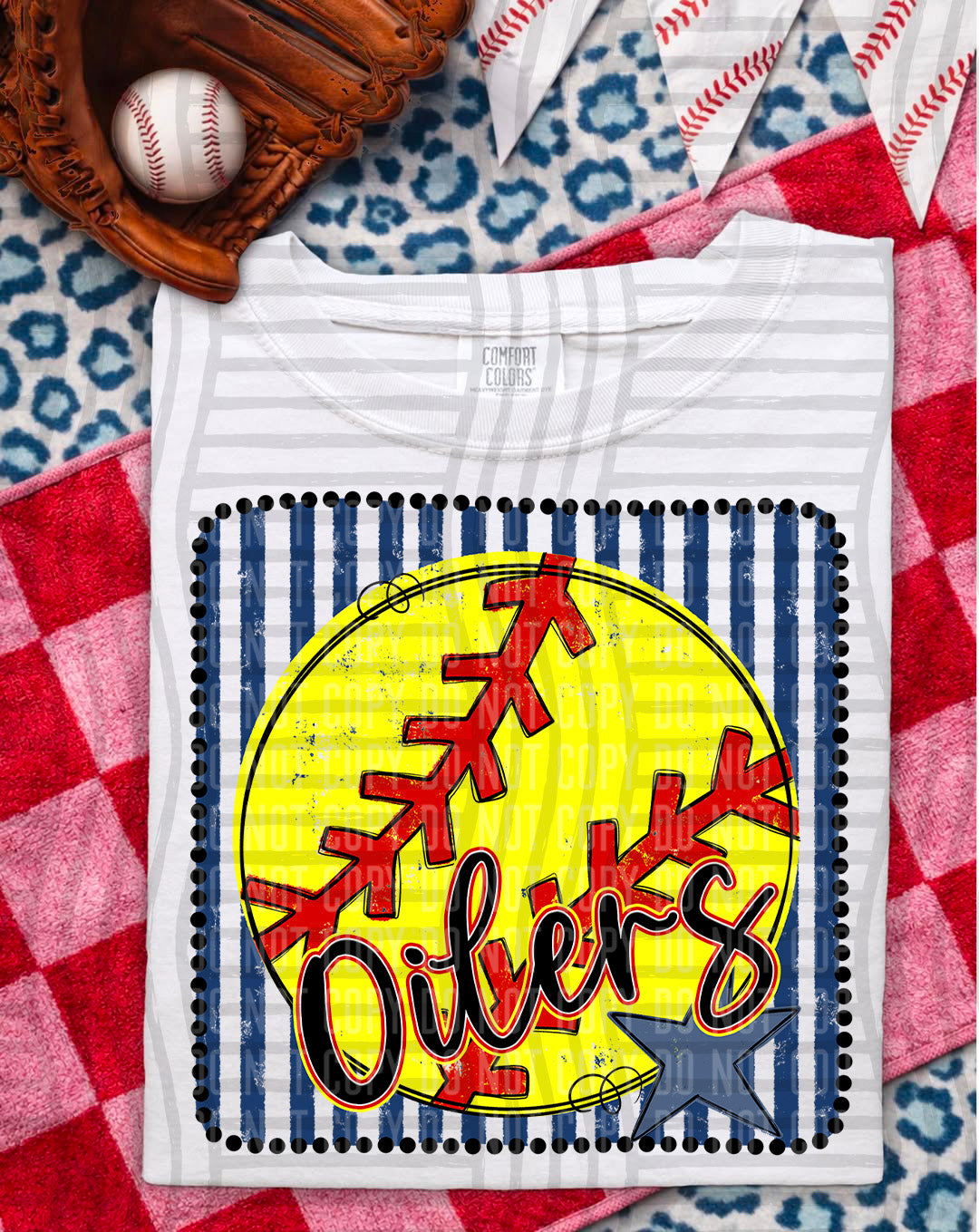 Softball RWB Framed Script DTF Print