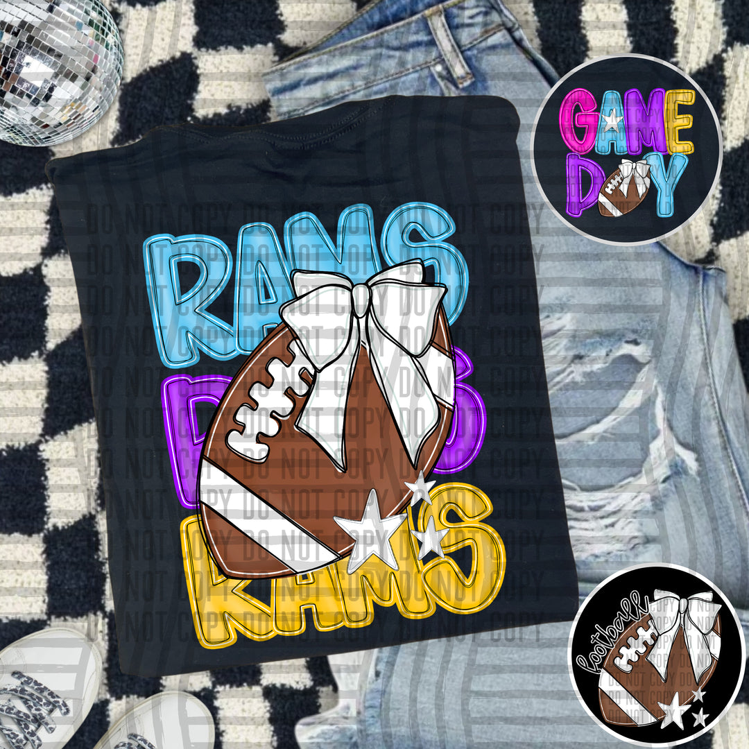 Bright And Preppy Football Stacked DTF Print