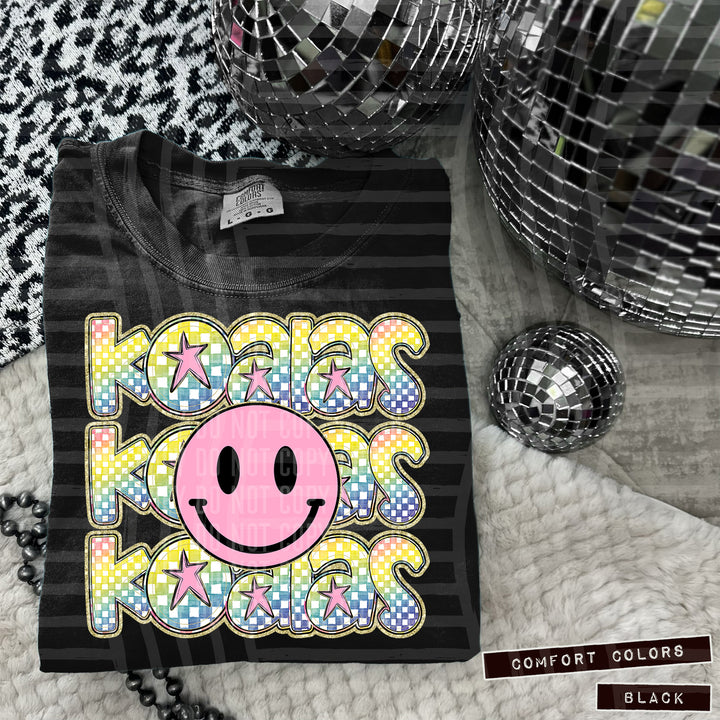 Pink Smiley Triple Stack DTF Print