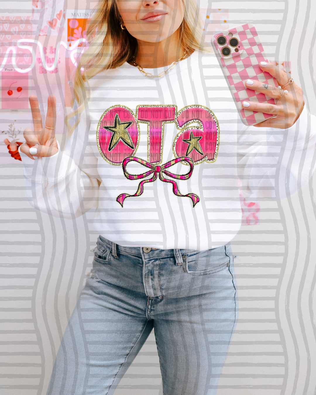 Pink Bow Occupations/Names DTF Print
