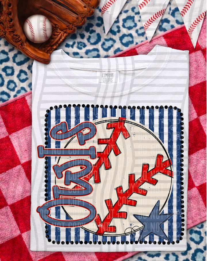 Baseball RWB Framed DTF Print