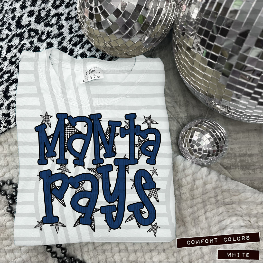 Navy Staggered DTF Print