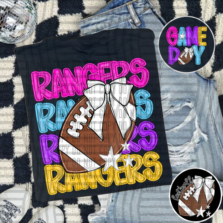 Bright And Preppy Football Stacked DTF Print