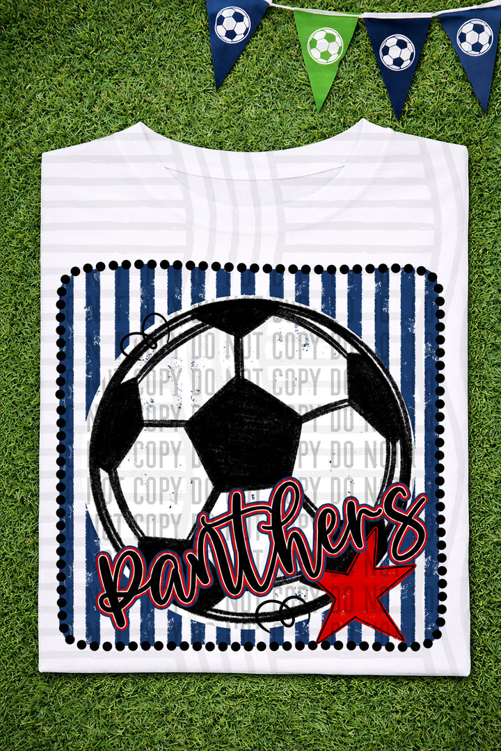 Soccer RWB Framed DTF Print