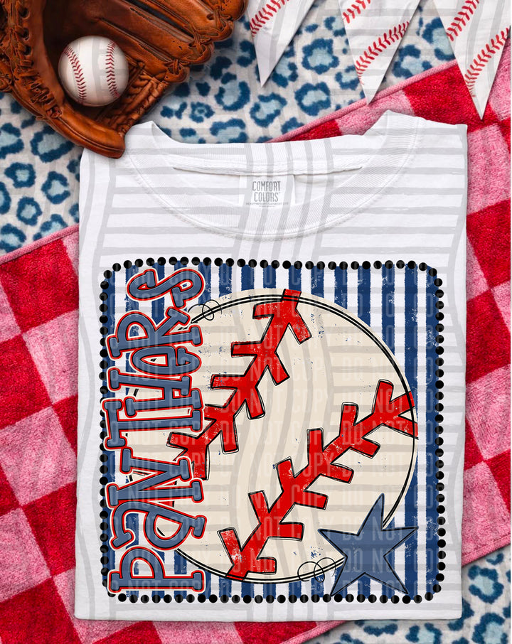 Baseball RWB Framed DTF Print