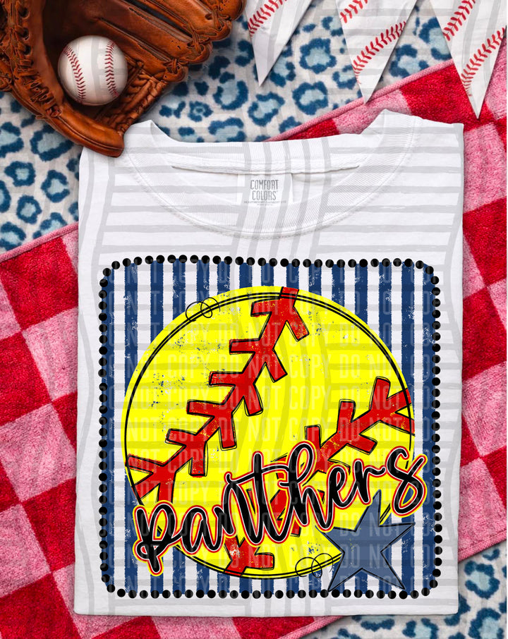 Softball RWB Framed Script DTF Print