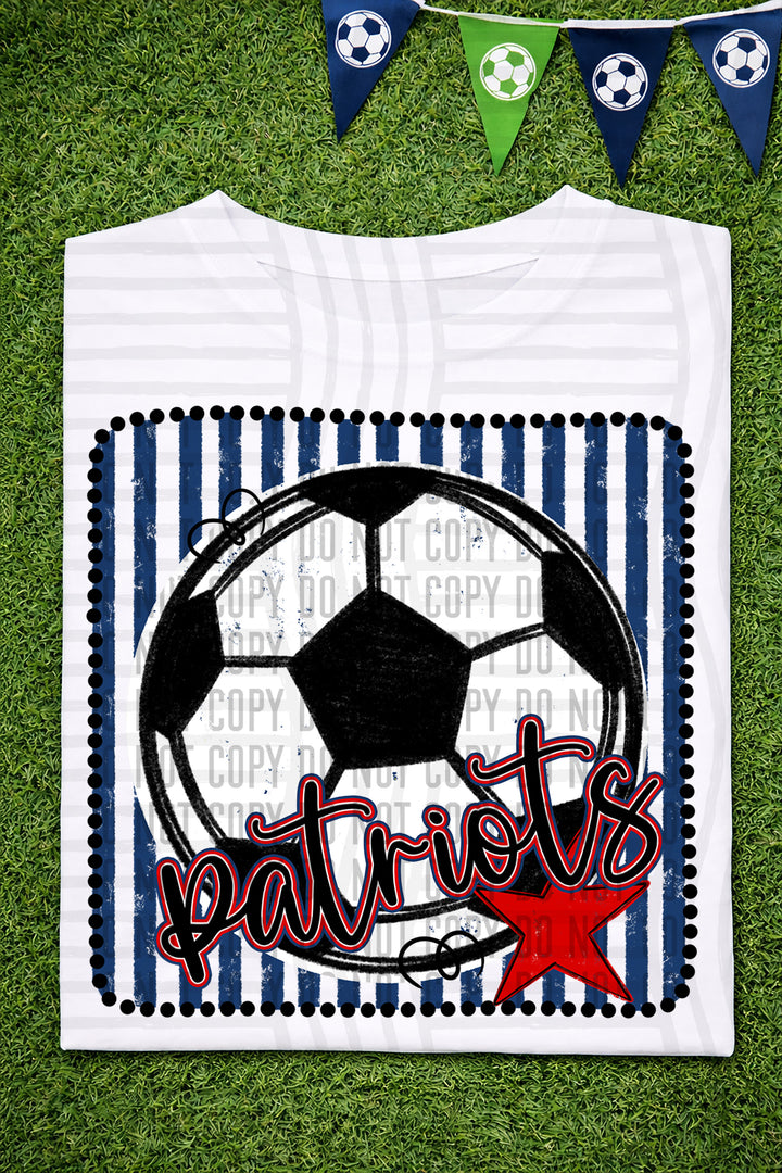 Soccer RWB Framed DTF Print