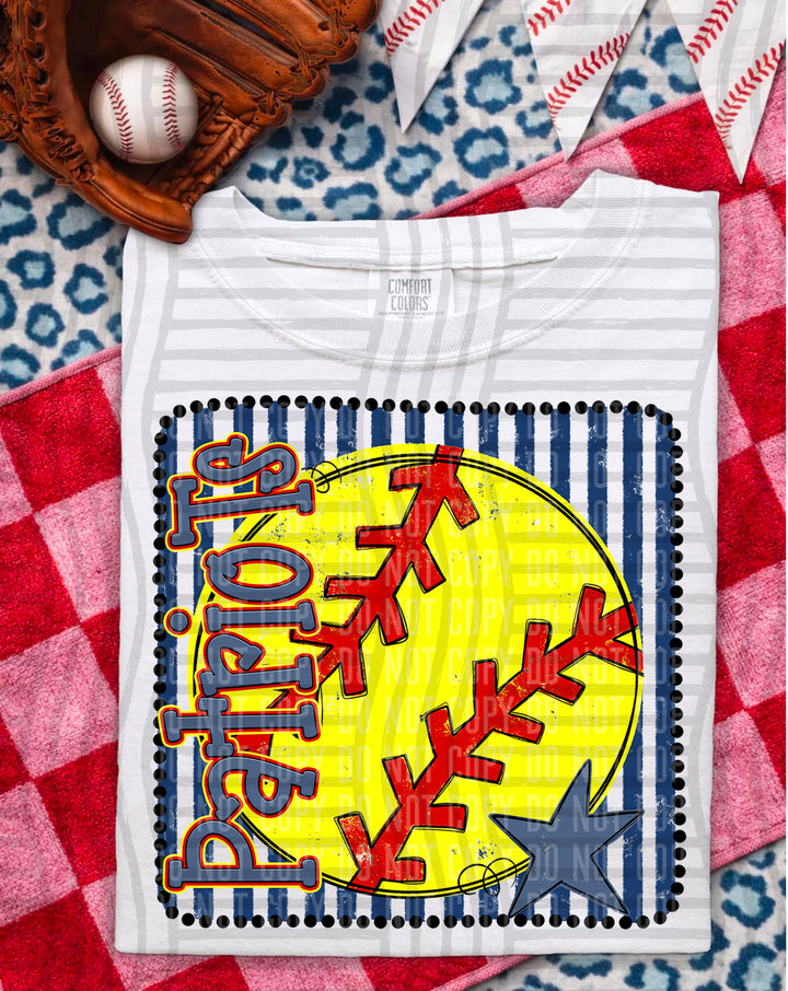 Softball RWB Framed DTF Print