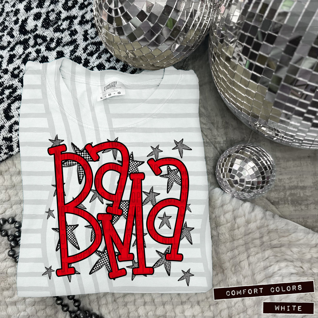 Red Staggered DTF Print
