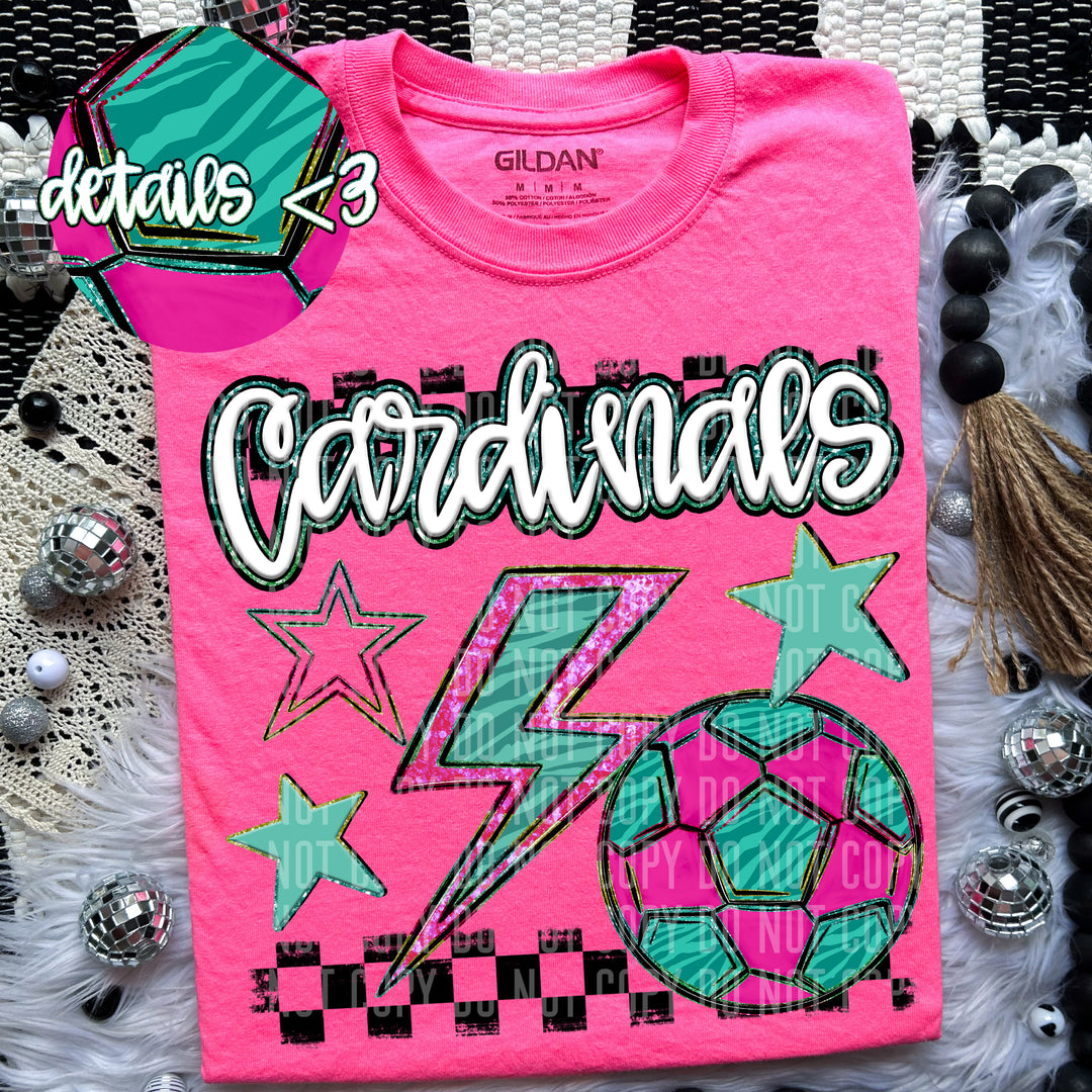 Rainbow Soccer Bolts DTF Print