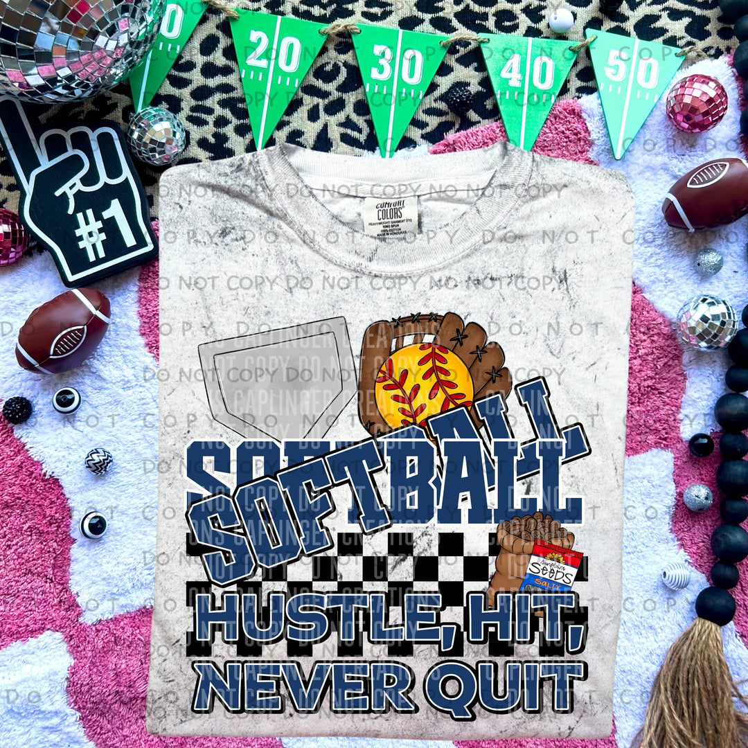 Hustle Hit Never Quit Softball DTF Print