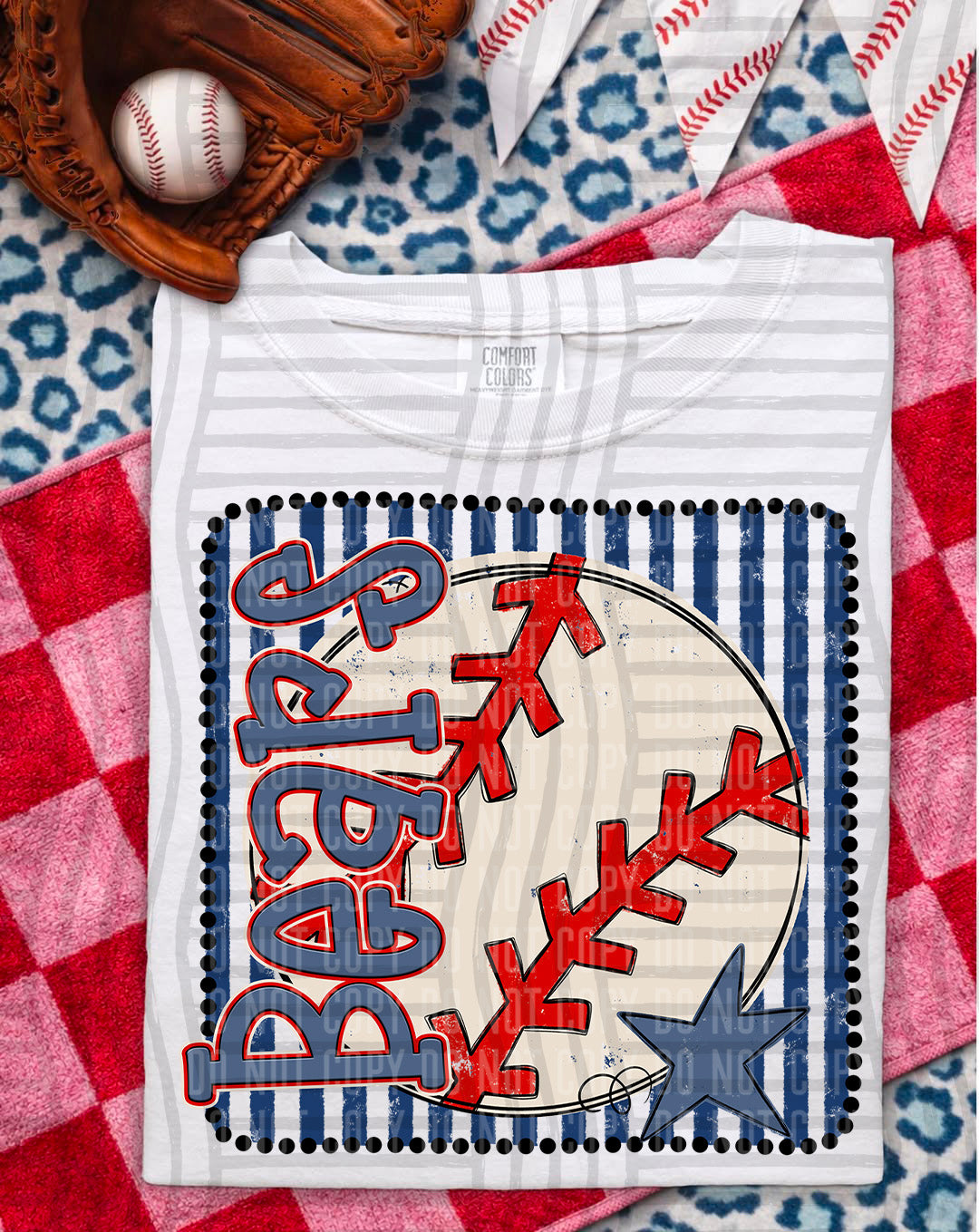 Baseball RWB Framed DTF Print
