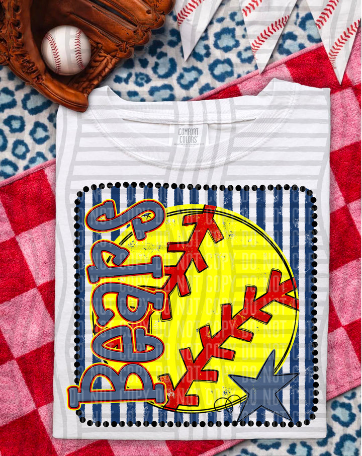 Softball RWB Framed DTF Print
