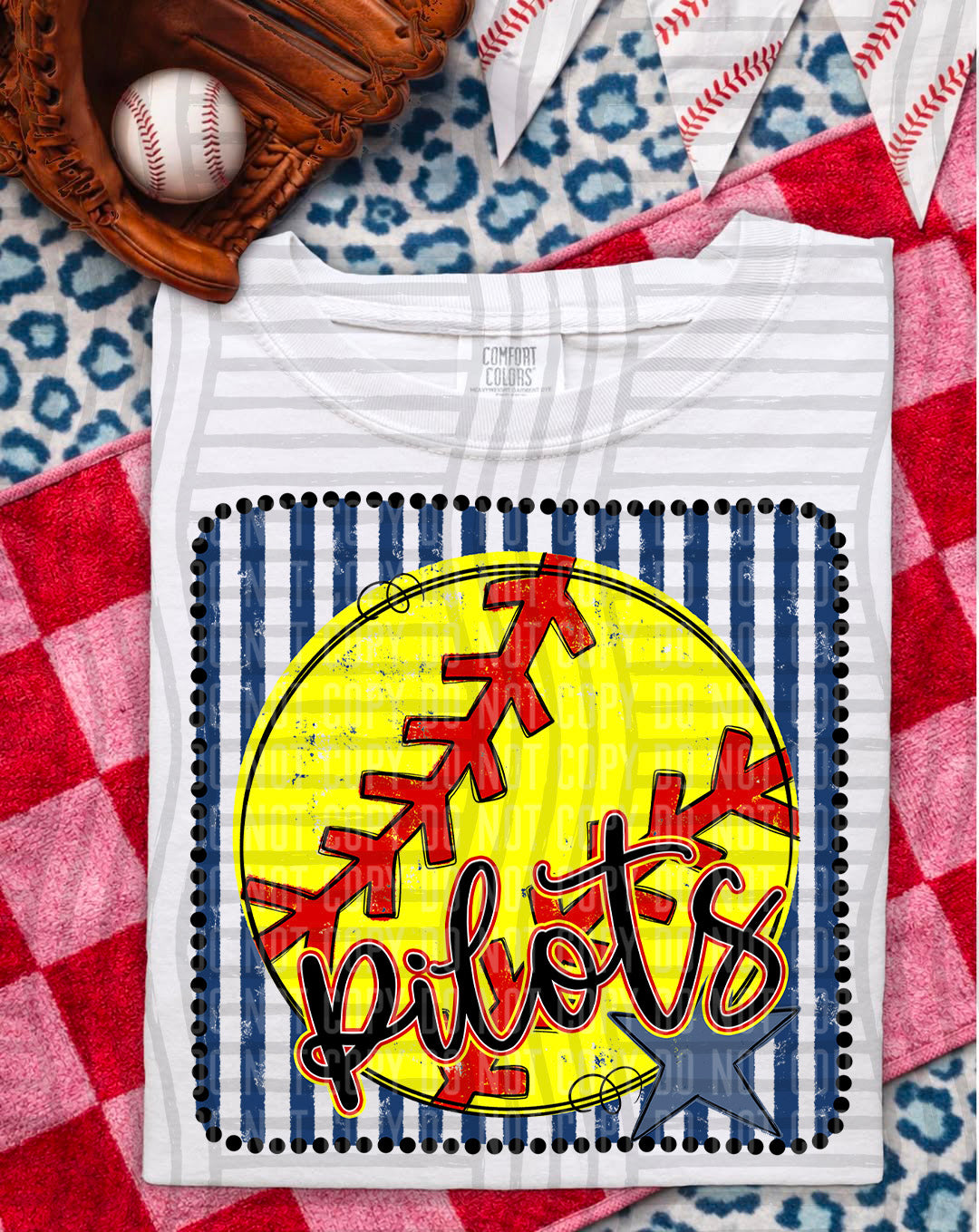 Softball RWB Framed Script DTF Print