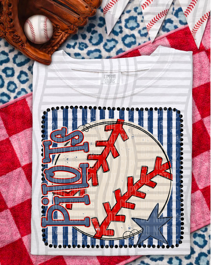 Baseball RWB Framed DTF Print
