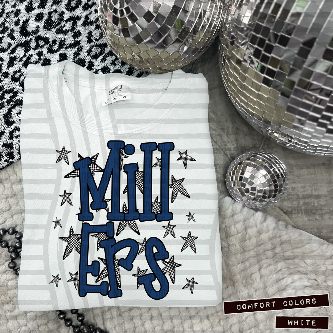 Navy Staggered DTF Print