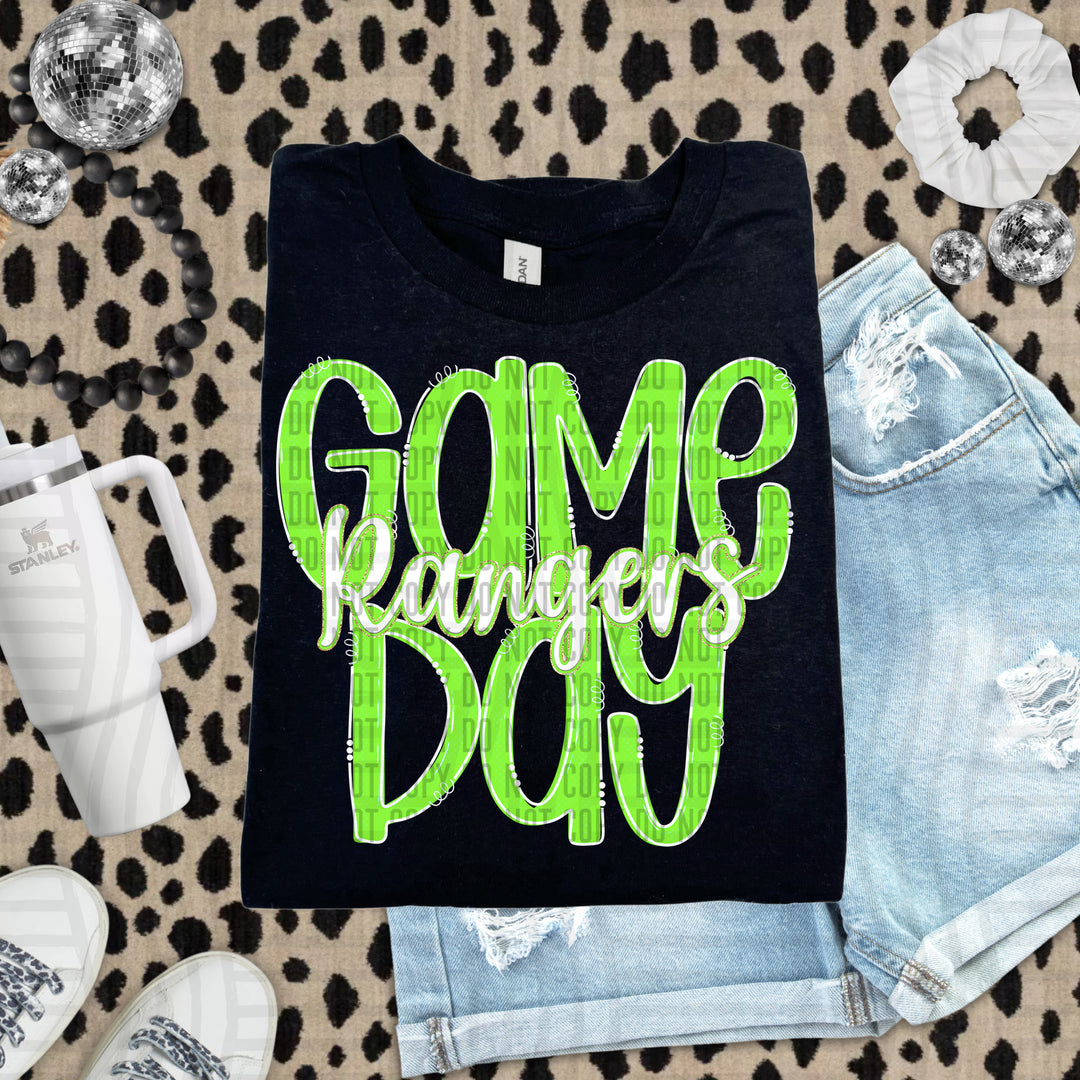 Doodle Gameday Lime DTF Print