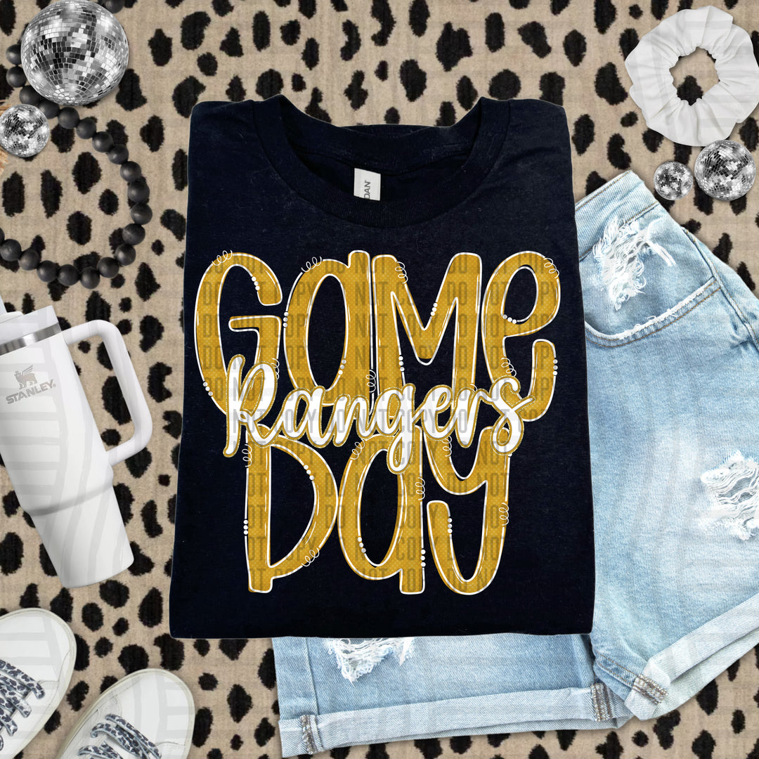 Doodle Gameday Gold DTF Print