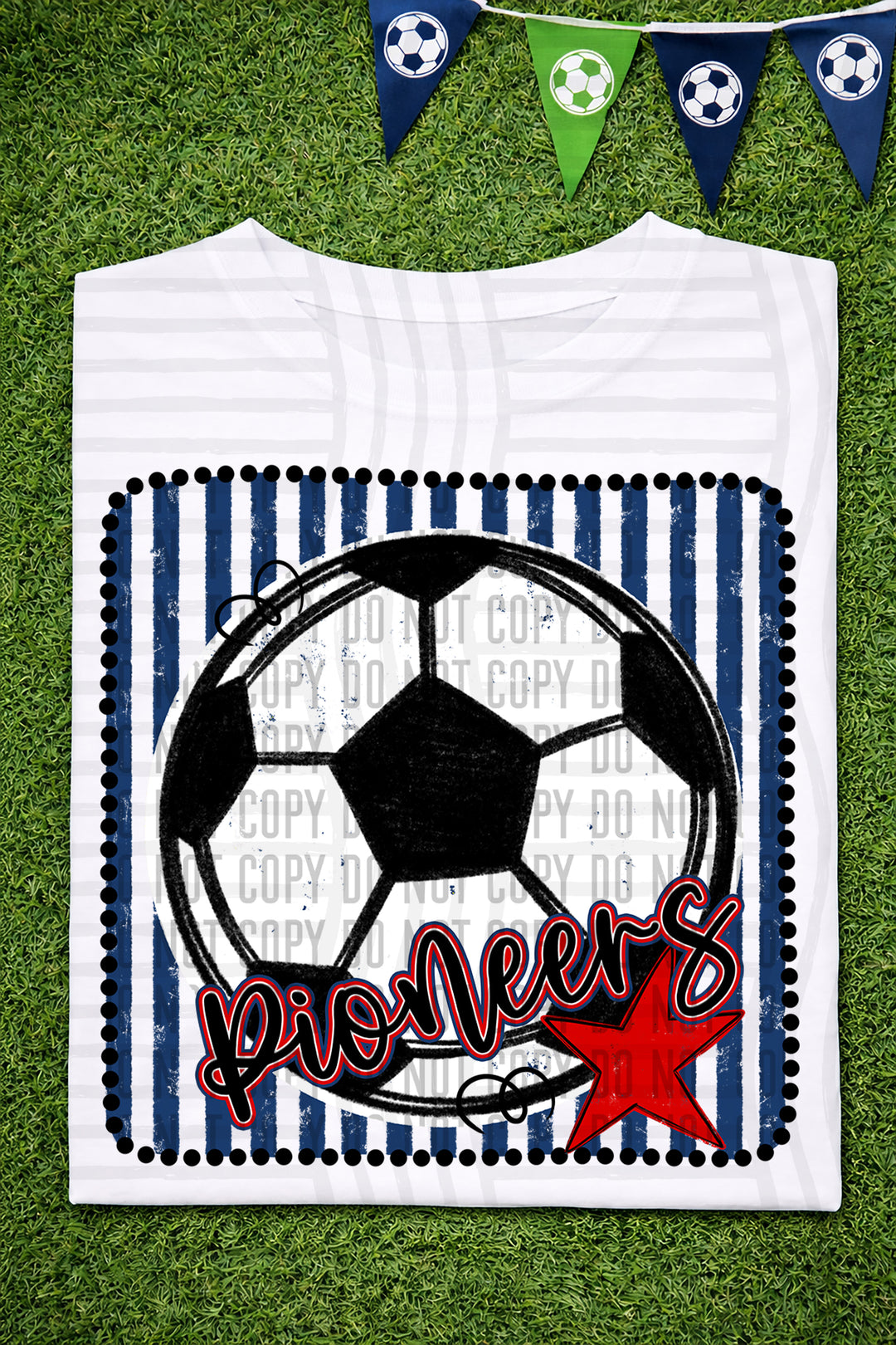 Soccer RWB Framed DTF Print