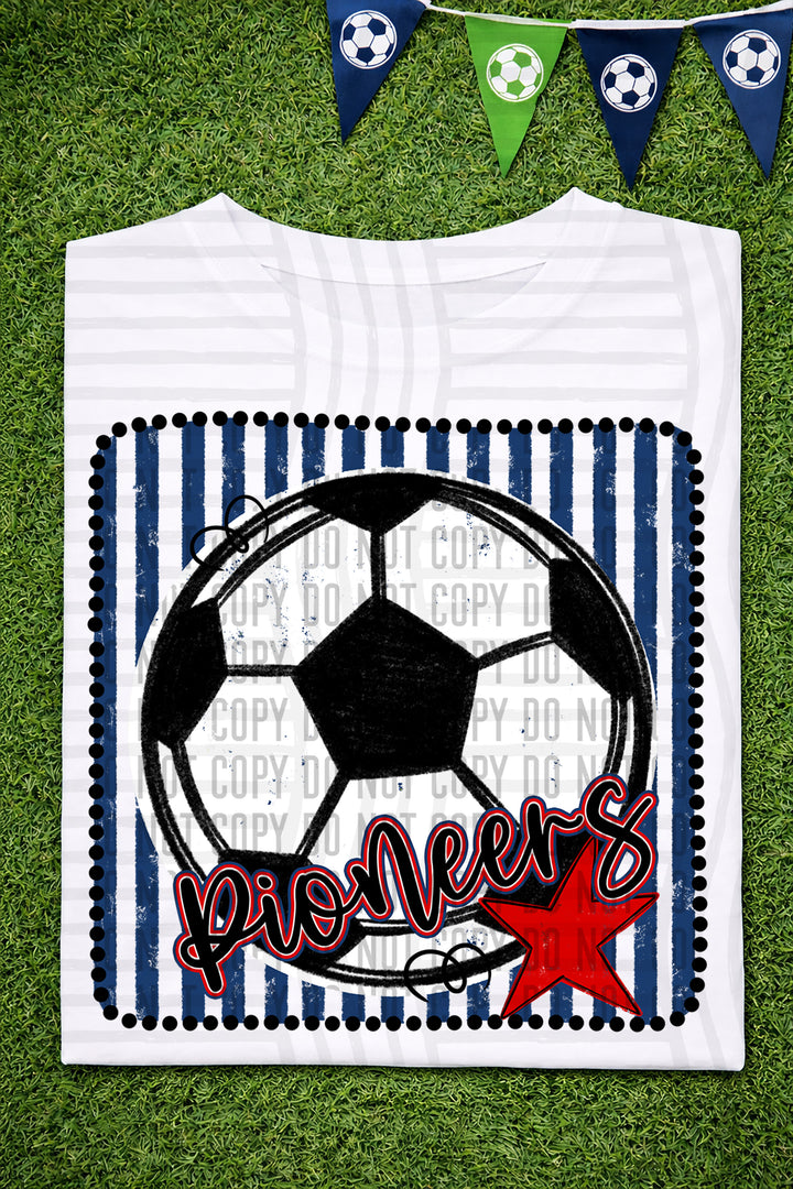 Soccer RWB Framed DTF Print
