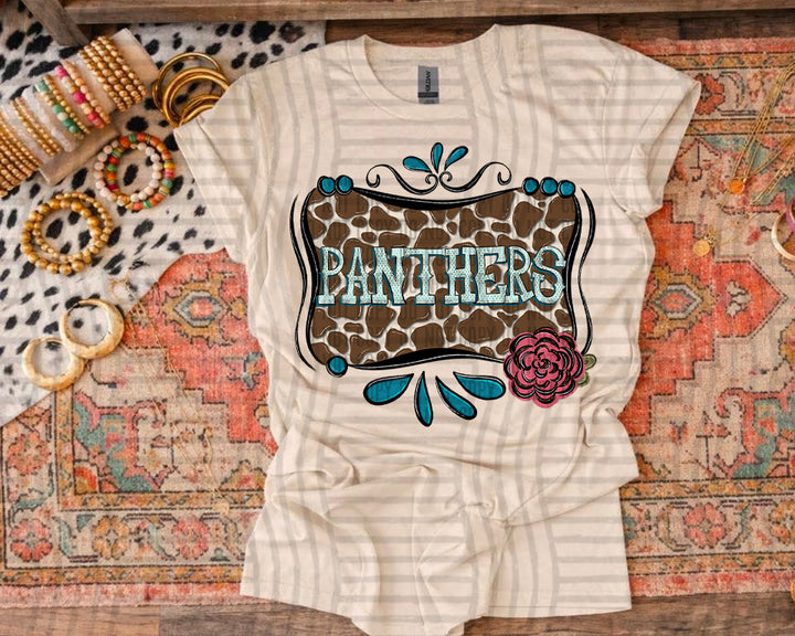 Cowhide & Turquoise Mascots DTF Print