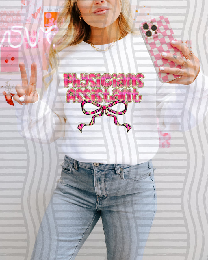Pink Bow Occupations/Names DTF Print