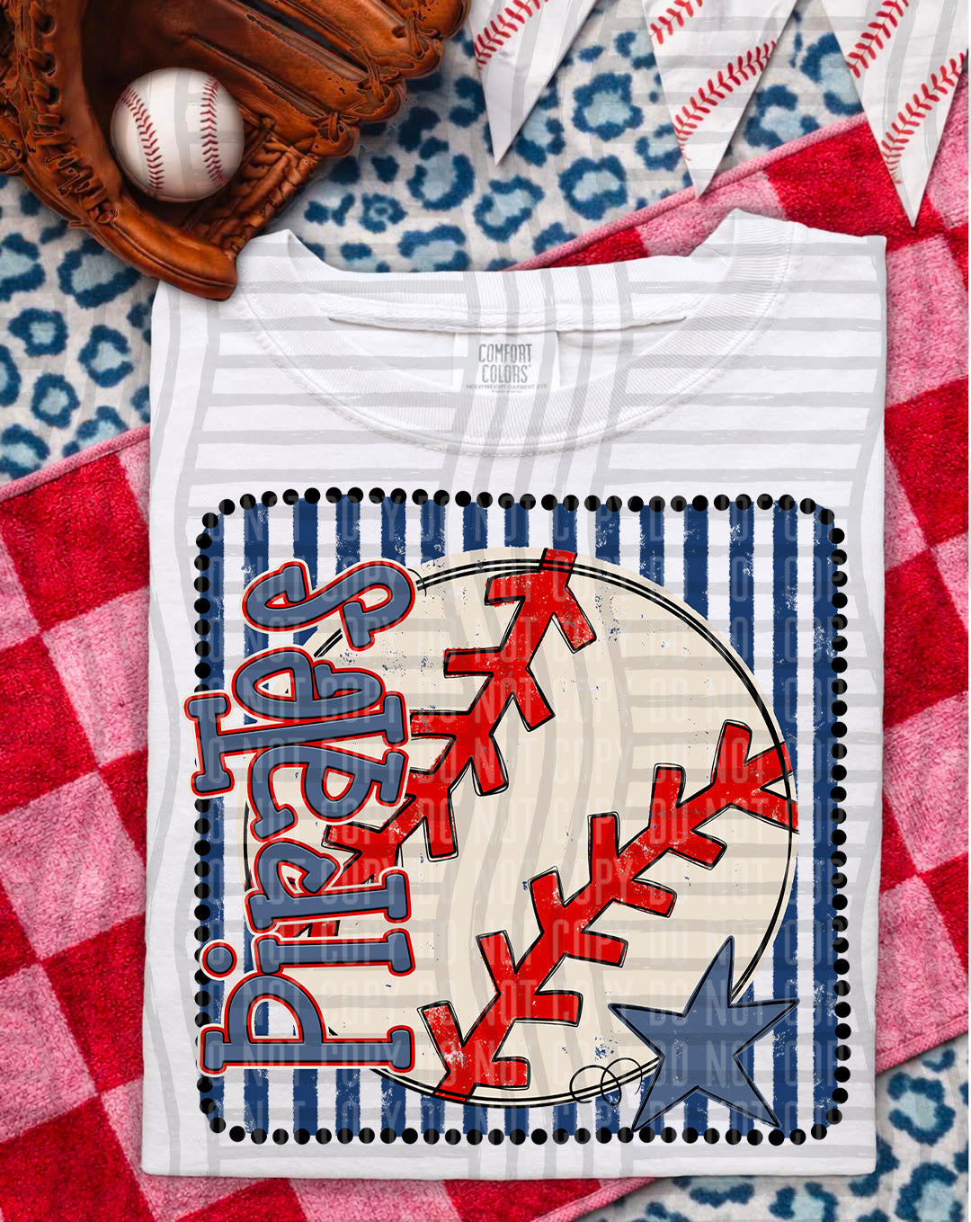 Baseball RWB Framed DTF Print