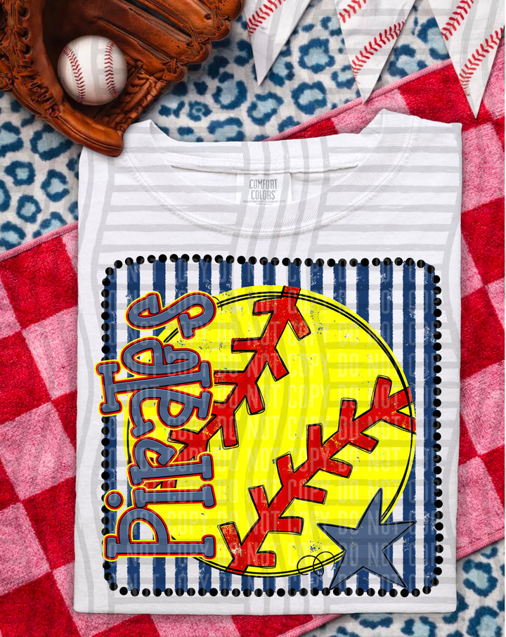 Softball RWB Framed DTF Print