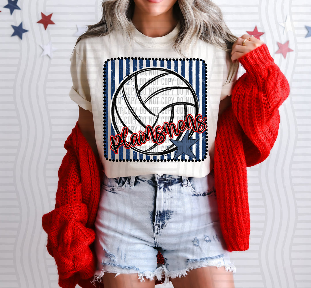 Volleyball RWB Framed DTF Print