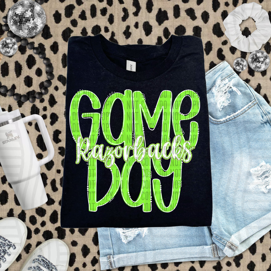 Doodle Gameday Lime DTF Print