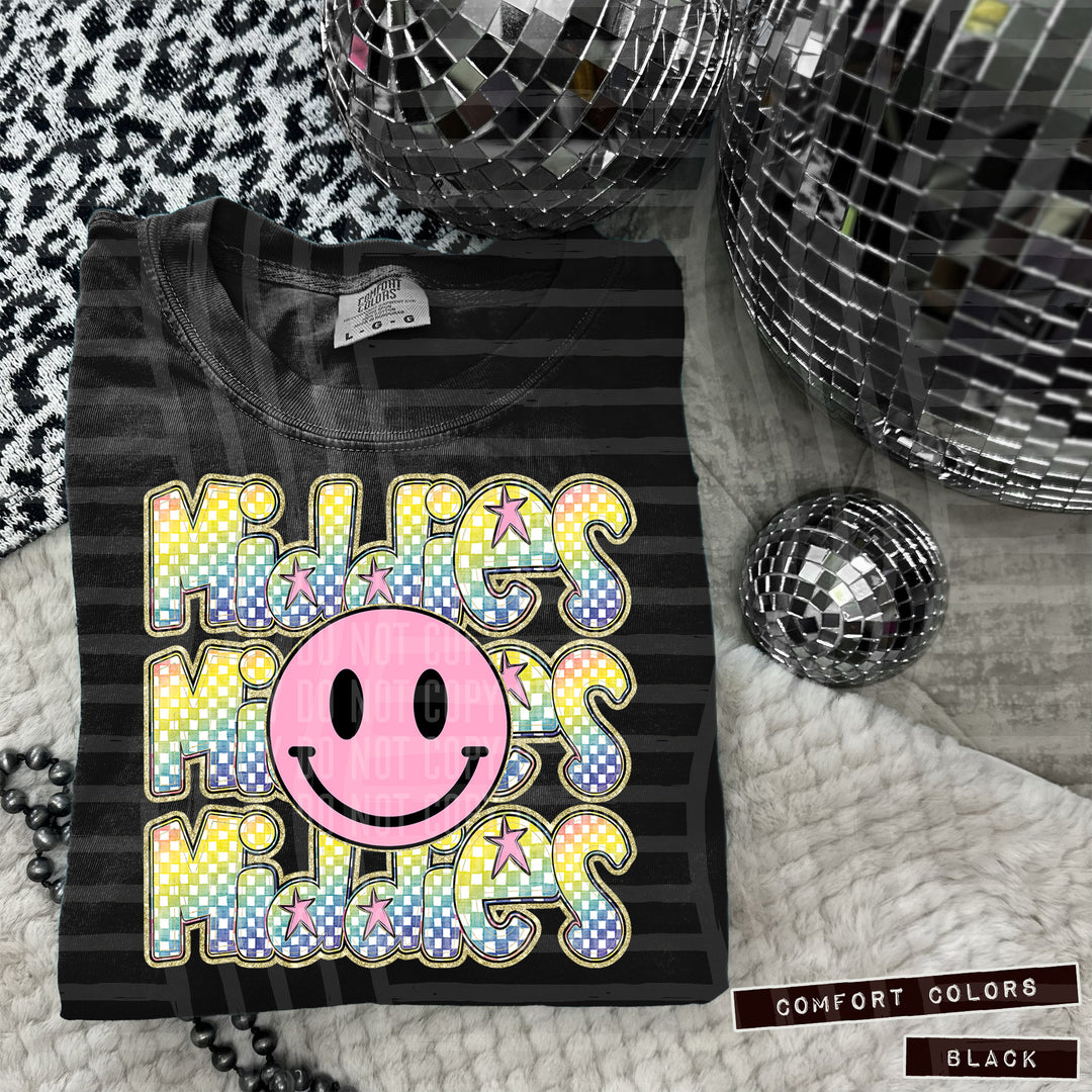Pink Smiley Triple Stack DTF Print
