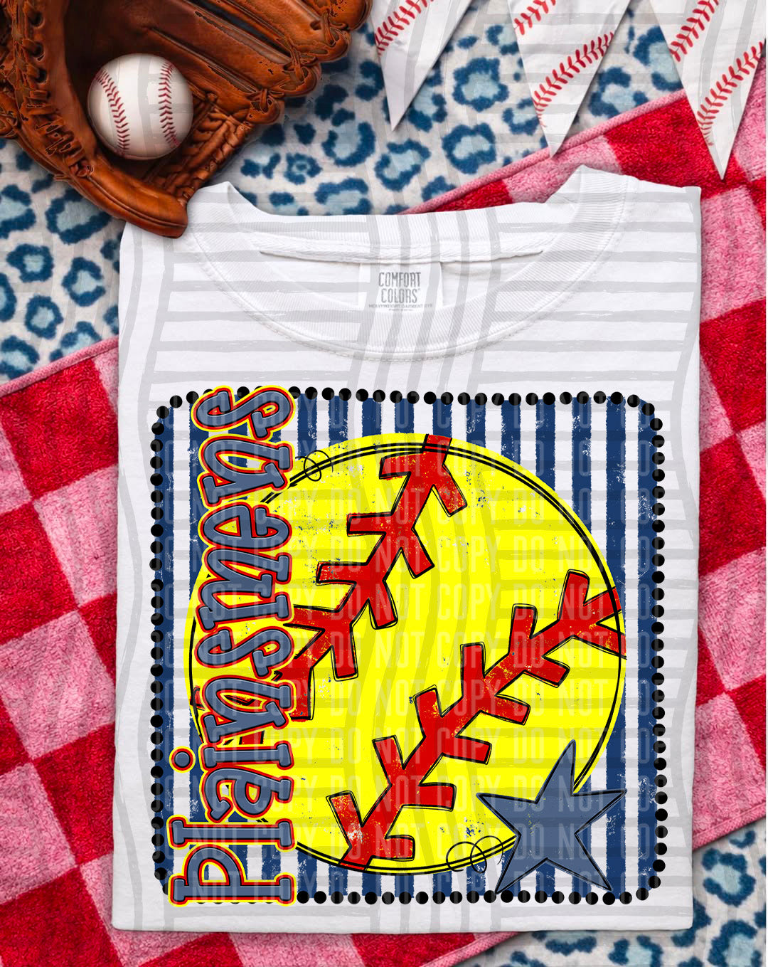 Softball RWB Framed DTF Print