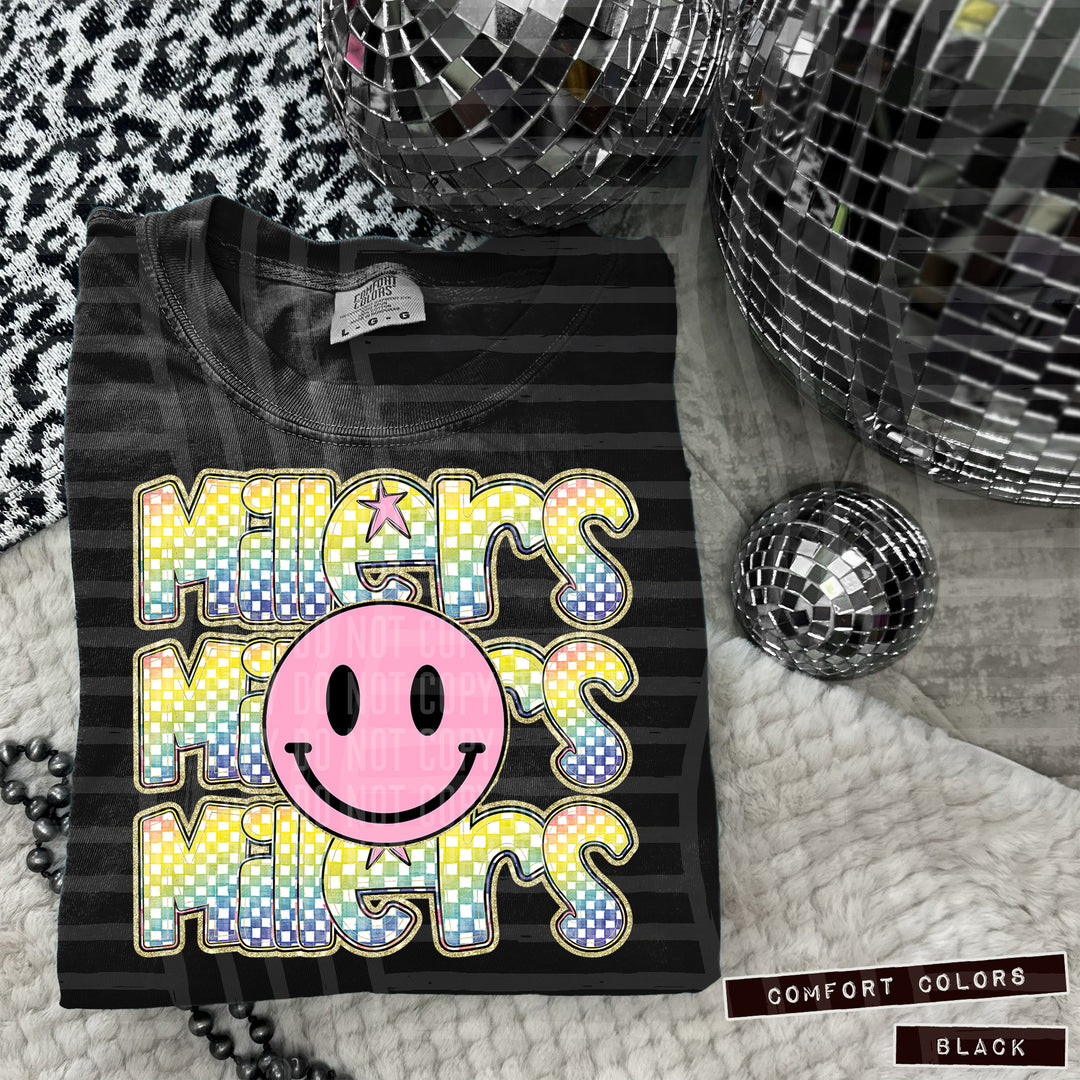 Pink Smiley Triple Stack DTF Print