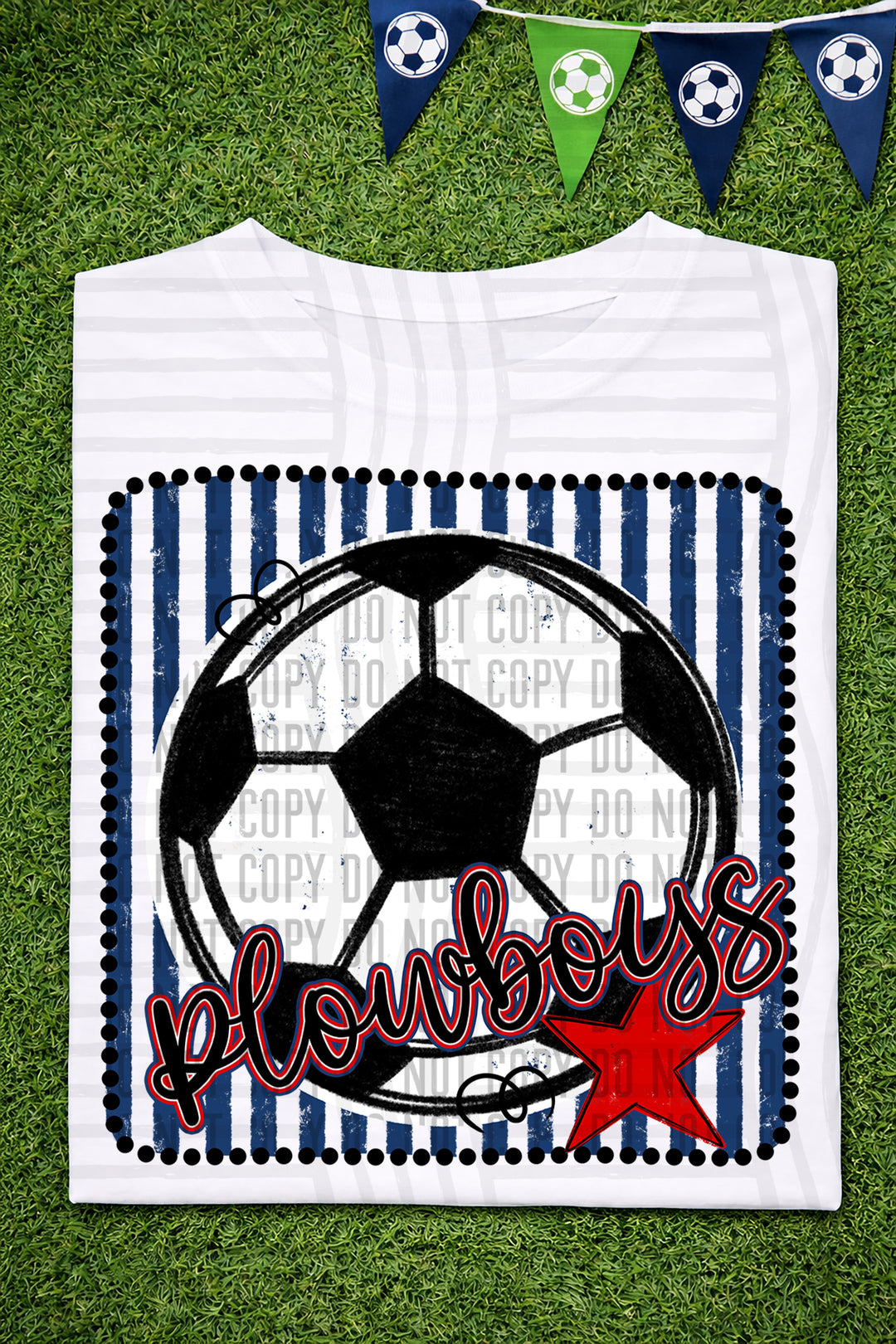 Soccer RWB Framed DTF Print