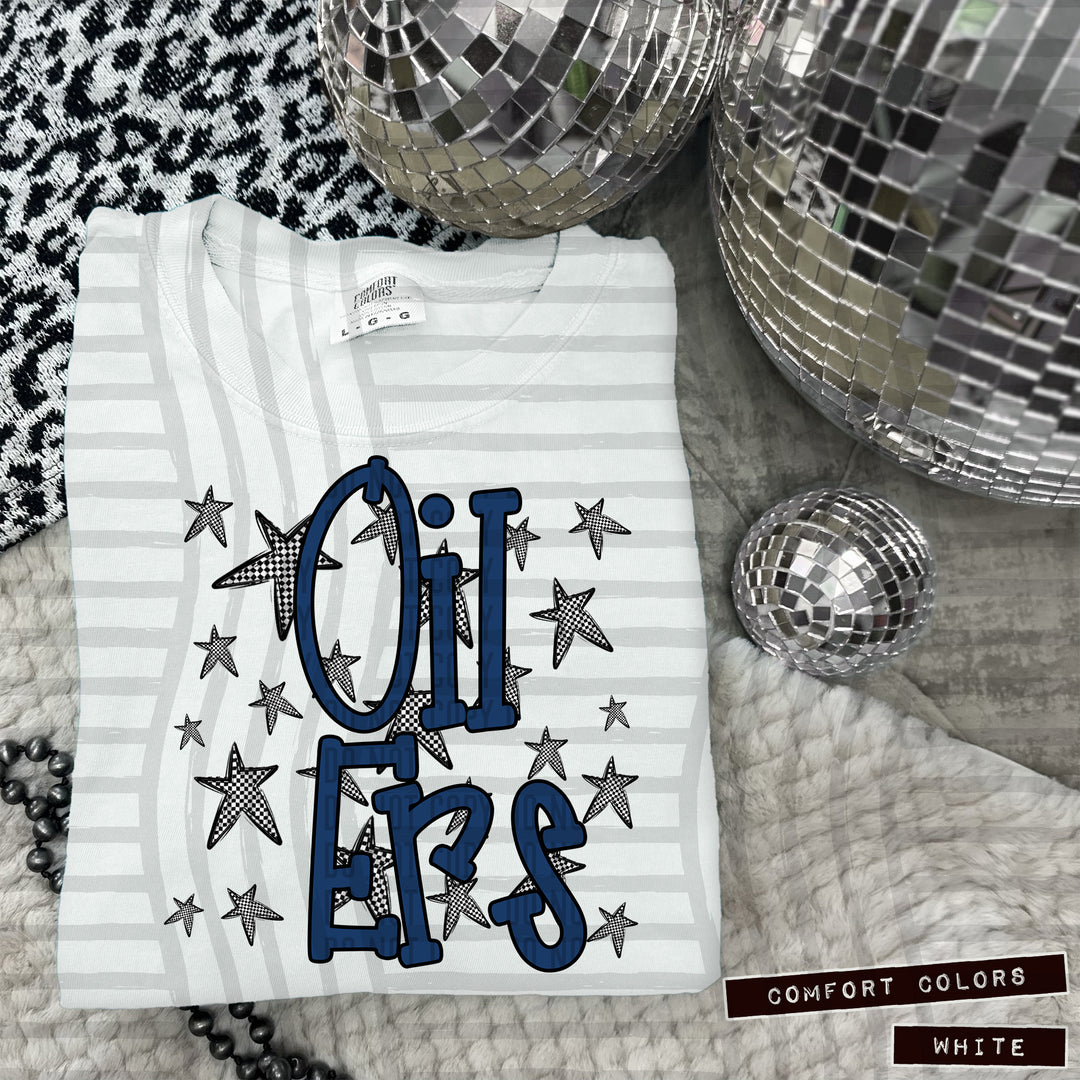 Navy Staggered DTF Print