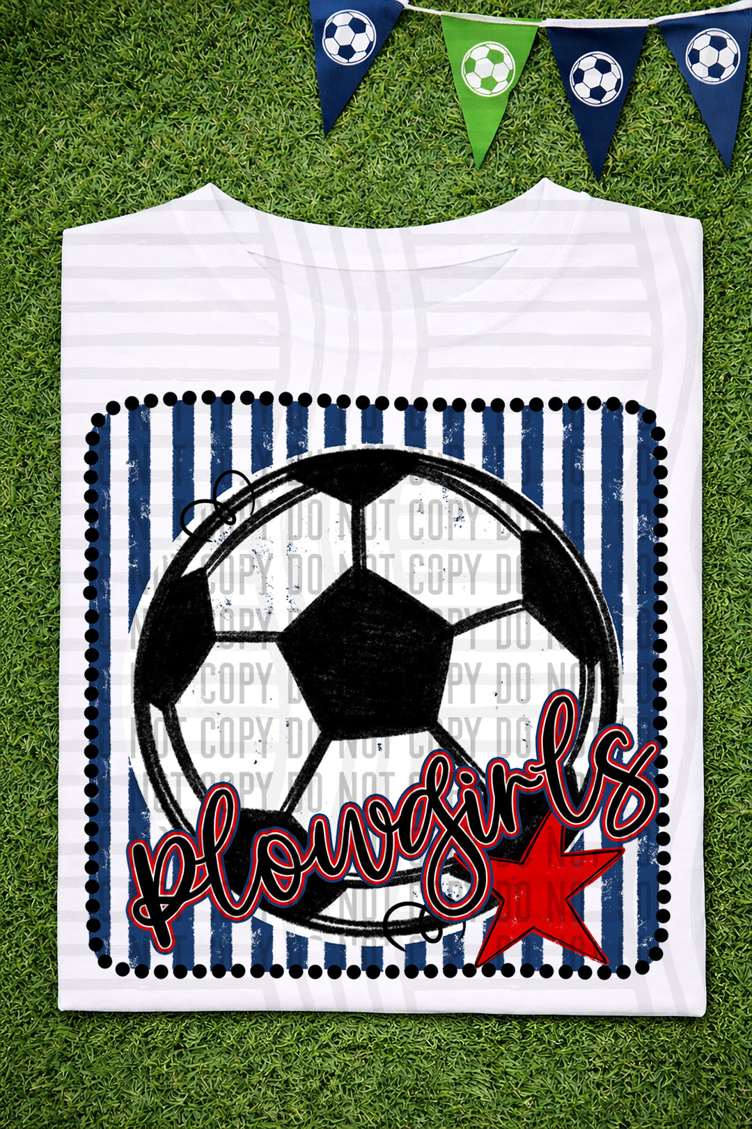 Soccer RWB Framed DTF Print