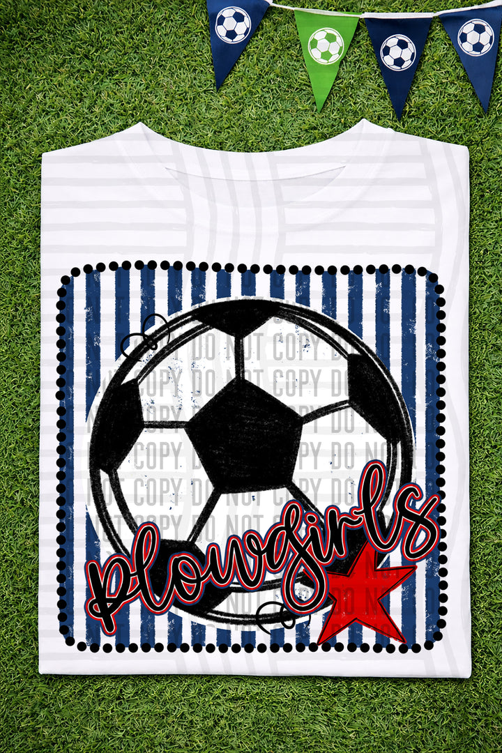 Soccer RWB Framed DTF Print